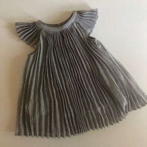 Baby Gap Metallic Print Pleat Flutter Sleeve Dress
